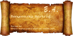 Benyovszky Asztrid névjegykártya
